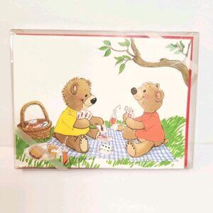 NOS Suzy Spafford Teddy Bears on Picnic Card Playing Blank Greeting Cards